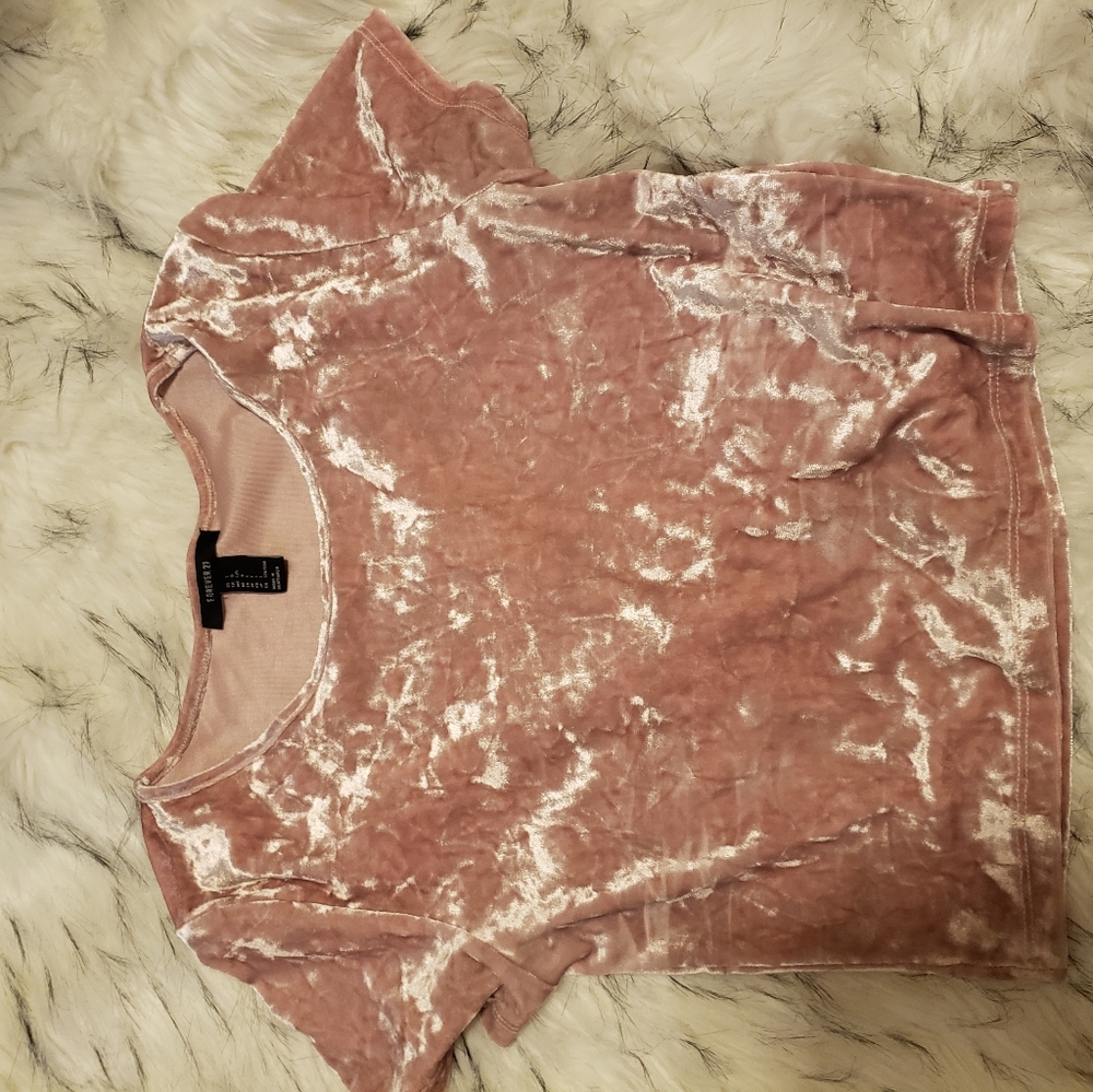 Pink Velvet Cropped Top